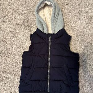 Old Navy Dark Blue Vest with Light Gray Hood
